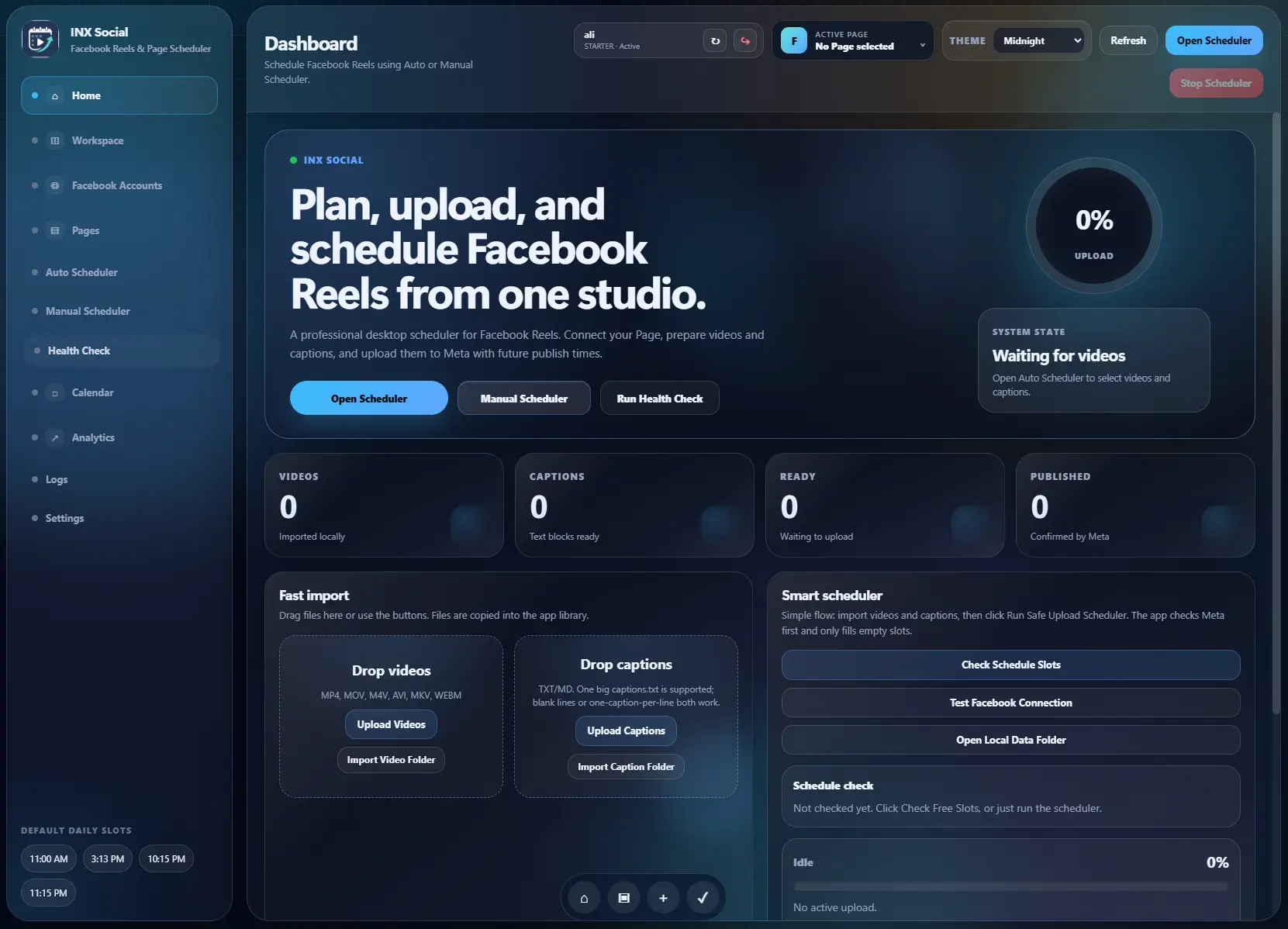 INX Social application interface
